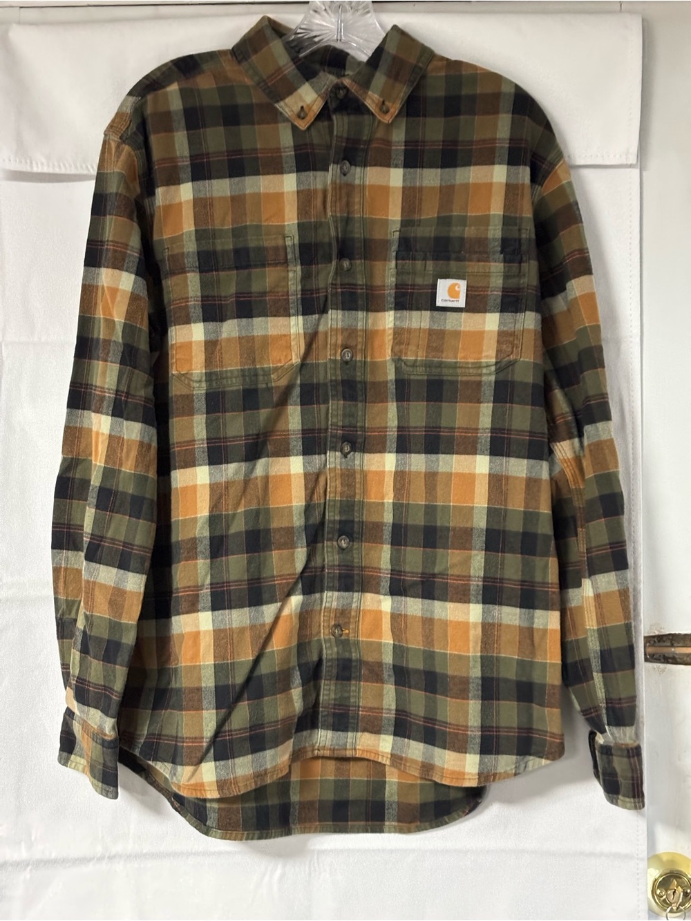 Carhartt Rugged Flex Men’s Olive & Tan Plaid Flannel Work Shirt